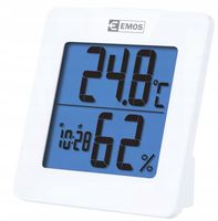 EMOS E0114 Digitales Thermometer und Hygrometer, Innenthermometer mit Uhr, Wecker mit Snooze und Kalender