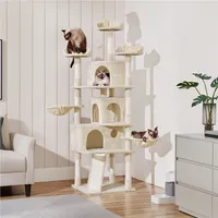 Yaheetech XXL Katzenkratzbaum Katzenbaum Kletterbaum 194 cm, Stabil mit Plüsch Sisalseil, kratzbaum für Katzen deckenhoch Beige