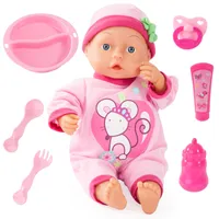 Bayer Design 93363AN Babypuppe 33 cm, spricht 24 Babylaute, mit Schnuller, Flasche und weiterem Zubehör