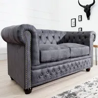 riess-ambiente Chesterfield 2er Sofa 150cm antik grau mit Knopfheftung und Federkern 2-Sitzer Zweisitzer Couch