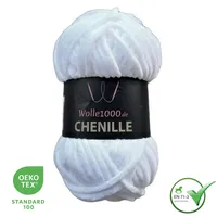 Wolle1000 Chenille - 01 WEISS - 100g - weiches Chenille Garn / Kuschelwolle