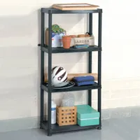 vidaXL Półka do przechowywania 4-poziomowa czarna 61x30,5x130 cm plastikowa