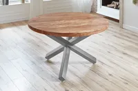 Esstisch rund Akazienholz natur massiv 120 cm silber RUNA