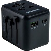 Universal-Reiseadapter UTA-02, USB-C PD, USB-A QC, Schwarz