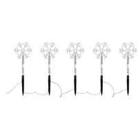 LED tyče, 3 teplé biele LED diódy, sada 5 snehových vločiek