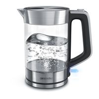 Arendo Glas Wasserkocher mit Cool-Touch-Griff, 1,7 L, 2200 Watt, hochwertiges Edelstahl, Silber