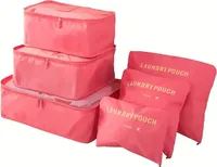 6-dielna sada kufrov, sada organizérov do kufra, skladacie vrecká na oblečenie, oblečenie, kocky na balenie, kufre, batožina na dovolenku - PACKERPRO Pink