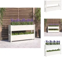 vidaXL Pflanzkübel Weiß 112x25x66 cm Massivholz Kiefer -  Blumentöpfe & Pflanzgefäße