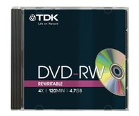 TDK 5 x DVD-RW 4.7 GB, 4,7 GB, DVD-RW, slimcase, 4x