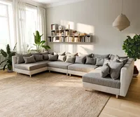 DELIFE Wohnlandschaft Clovis XL Weiss Hellgrau Modulsofa