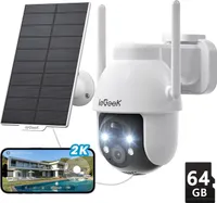 ieGeek Überwachungskamera Aussen Akku Solar, Kamera Überwachung Aussen mit Farbige Nachtsicht, PIR-Personenerkennung, 2-Wege-Audio,3MP, 64GB