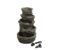 Dehner Gartenbrunnen Roccia, inkl. Pumpe / Trafo / LED-Beleuchtung, 99 x 65 x 62 cm, Polyresin, braun / grau