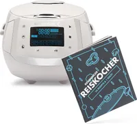 Reishunger Digitaler Reiskocher, Grau (860W/1,5l) für bis zu 8 Personen, Multikocher mit 12 Programmen, Timer- und Warmhaltefunktion inkl. Reishunger Reiskocher Kochbuch