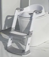 Kinder-Toilettensitz mit Treppe, Töpfchentrainer, gepolsterter Kinder-Toilettensitz, höhenverstellbar klappbar, rutschfest, Kinder-Toilettenzubehör