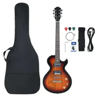 vidaXL Elektrická gitara pre začiatočníkov s taškou hnedá a čierna 4/4 39"