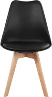 H.J WeDoo Esszimmerstühle, Skandinavischer Stil, Vintage, Retro, Küchenstuhl, Gepolsterter mit Sitzkissen, aus Kunststoff & Massivholz, Stühle 1er 2er 4er 6er 8er Set (1er, Schwarz)