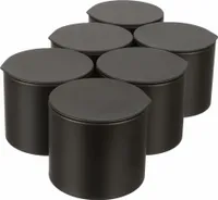 Dosenritter | 6 x runde Gewürzdose / Teedose mit Silikondichtung, luftdicht aus Metall für ca. 100g Gewürzpulver | 6,2 x 8 x 8 cm (H,B,T) (Schwarz)