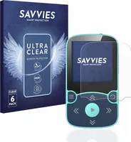 6x Für AGPtek A65X MP3 Player with clip Schutzfolie Savvies Displayschutz Display Schutz Folie Klar Transparent