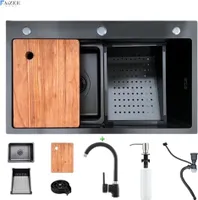 Edelstahlspüle Quantum 75x45cm revolutionär mit Nanotechnologie, Farben:Schwarz