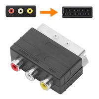 ORSEM Scart Audio / Video Adapter IN mit 3x RCA Cinch Kupplung PS1 | PS2 | Nintendo Wii | VHS | DVD | VCR | TV | AV | Fernseher Schwarz