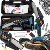 Akumulátorová reťazová píla set, 4/6 palcov mini aku píla Durabuild 2x 21V 2000mAh batéria, mini píla + nabíjačka, elektrická na záhradné práce
