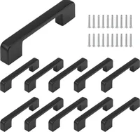 YisibaihTao 10 Stück Schwarz Edelstahl Möbelgriffe, Lochabstand 96mm, Schrankgriffe, Küchengriffe, Möbelgriffe, T-Stange Schranktürgriff