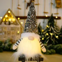 Dekohänger Weihnachten Wichtel mit Licht Weihnachtszwerg Plüsch（Grau）