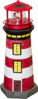 Gartendeko Leuchtturm mit Solar 82 cm, handbemalte Gartenfigur rot,weiß