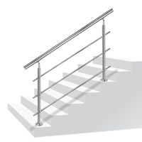 LZQ Edelstahl-Handlauf Geländer für Treppen Brüstung Balkon mit/ohne Querstreben (180cm, 3 Querstreben)