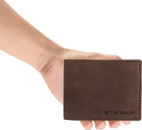 Tom Tailor Scheintasche Geldbörse Herrenbörse querformat, Leder braun brown ron