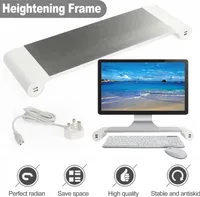 Monitor Untersatz Ständer Bildschirmständer Mit 4 USB Monitorständer Desktop Standfuß Ablage Unterlage PC Computer