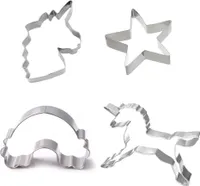 EinhornLiebe - Keks Ausstecher 4er Set - Einhorn, Stern, Regenbogen, Einhornkopf (Edelstahl)