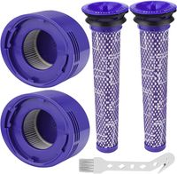 Filter für Dyson V8 V7 Staubsauger, 5 Stück Ersatzteile Dyson V8 Zubehör Filter mit Reinigungsbürste für Dyson V8/V7, Ersatzfilterkit für Dyson V8/V7