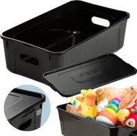 Aufbewahrungsbox Mit Deckel 34X20X10 Cm 7 L Kunststoffbehälter Container Schwarz