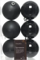 Weihnachtskugeln Kunststoff 8cm schwarz, 6 Stück