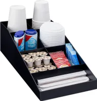 Navaris Kaffee Spender Organizer - Aufbewahrung von Zubehör - Kaffeebar für u. a. Zucker Milch Servietten Kapseln - Kaffeestation 7 Fächer schwarz
