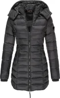 ASKSA Damen Winter Jacke Warme Stepp Mantel Lang Daunenjacke uebergangsjacke mit Kapuze Wintermantel, Schwarz, L