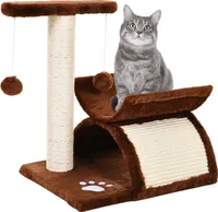 PawHut Katzenbaum Spielbaum Katzenkratzbaum Kratzbaum Katzen mit Ball Braun L40 x B30 x H43 cm