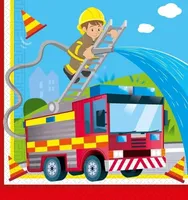 Procos - PapierserviettenFeuerwehrmann Firefighters (33 x 33 cm, Doppeltuch), 20 Stück, mehrfarbig, 94181, Mittel