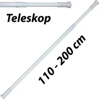 MSV Teleskop Duschstange Duschvorhangstange, Teleskopstange Verstellbereich 110 - 200 cm Aluminium Weiß