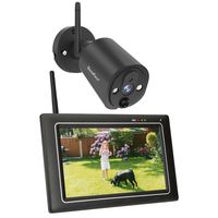 SecuFirst 2K Überwachungskamera Aussen Set mit Innen Monitor,7 Zoll Touchscreen Babyphone mit Kameraüberwachung,Outdoor Arbeiten ohne WLAN.