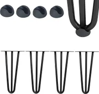 Mucola Tischbeine 4er Set Hairpin Leg Haarnadelbeine Tischgestell Tisch Tischkufen Esstisch Tischbein - Schwarz 3 Streben 25CM