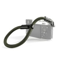 Verstellbare Kamera-Handschlaufe aus Seil mit Lederenden mit galvanisiertem Befestigungsring(Army green)