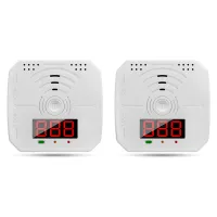 zestaw 2 detektorów tlenku węgla - Przenośny alarm CO z wyświetlaczem LCD, sygnałem świetlnym i dźwiękowym - Do domu, kuchni, biura, hotelu - Zasilanie bateryjne (bez baterii)