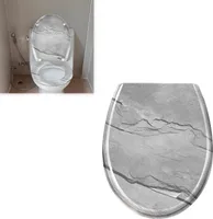 Sessamen-LP Toilettendeckel mit Absenkautomatik Toilettensitz WC-Sitz Klodeckel Klobrille aus Hartplastik, 45 x 38cm,grau