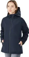 COSTWAY Wasserdichte Kapuzenjacke für Frauen, leichter, atmungsaktiver Regenmantel für Wanderungen, Camping und Outdoor-Aktivitäten (S, Dunkelblau)