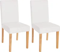 2er-Set Esszimmerstuhl Stuhl Küchenstuhl Littau  Kunstleder, weiß matt, helle Beine