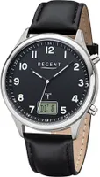 Regent Herren Funkuhr Edelstahl Lederband FR-278