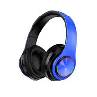 Wireless Bluetooth Headset, Glühende Ohr Kopfhörer Stereo Musik Kopfhörer, Einstellbare Stirnband Kopfhörer, On Ear Kopfhörer Bluetooth 5.0 Kabellos für Laptops, Tablets, Mac, Blau