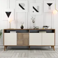 Skye Decor, Milan- Milan HCT, Nussbaumfarbe,,Creme, Kommoden, 78,6x180x35 cm, 100% Melaminbeschichtete Partikelplatte
